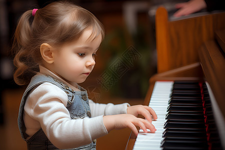 钢琴弹奏的外国小女孩背景图片