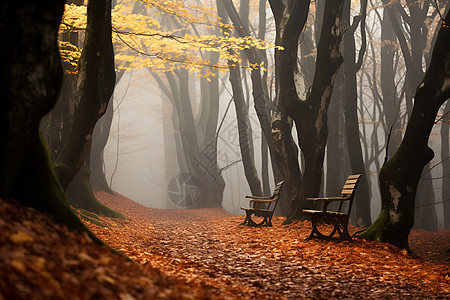 风景优美的秋季森林图片