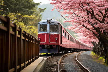 春季出游的火车列车图片