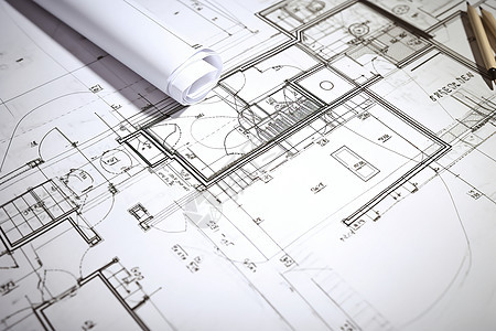 房屋住宅建筑的规划设计图纸背景图片