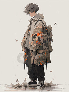 时尚秋季装扮的卡通小男孩背景图片