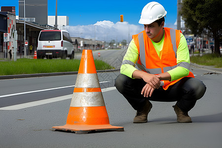 道路维修的路障标志物背景图片