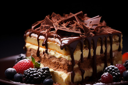 可口的巧克力浆果蛋糕图片