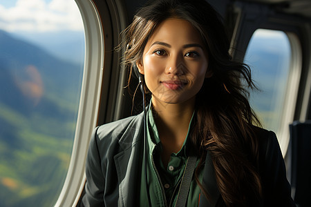 飞机上的美丽空姐背景图片