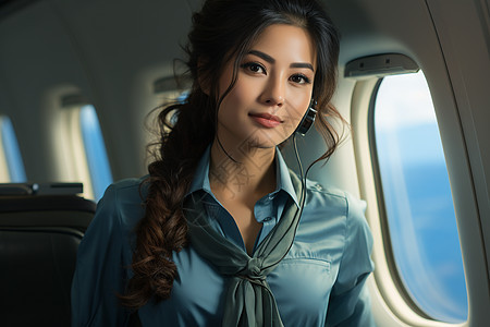 飞机座椅上的空姐背景图片