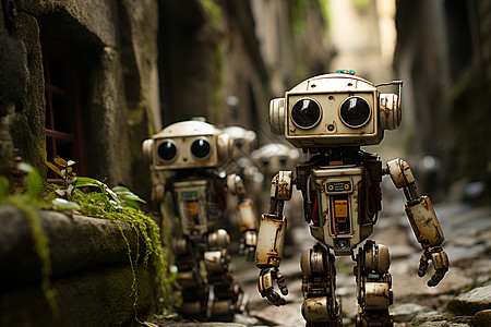 街道中的科技机器人图片