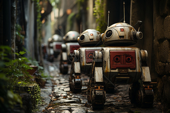 街道中的机器人图片