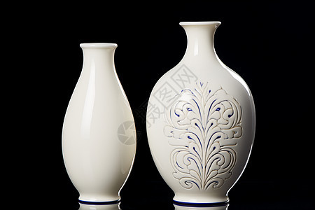 陶瓷的白色花瓶图片