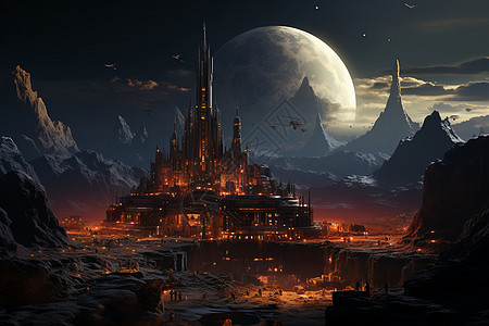 未来天空之城背景图片