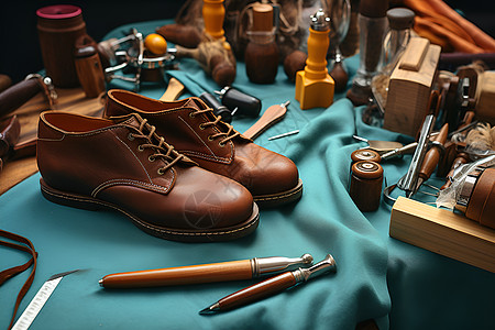 鞋子和多种工具背景图片