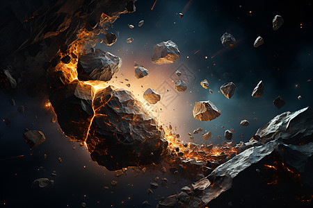 宇宙中的陨石碎片图片
