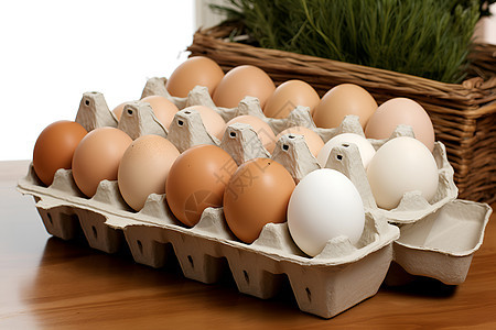 一箱子新鲜的鸡蛋图片