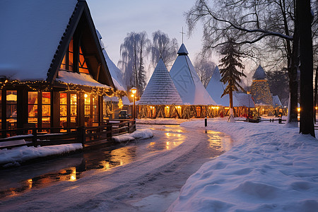 冰雪覆盖的小屋图片