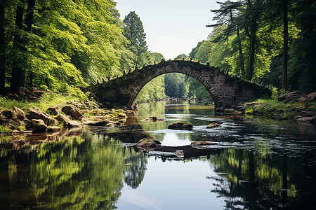 河流上的石头拱桥图片