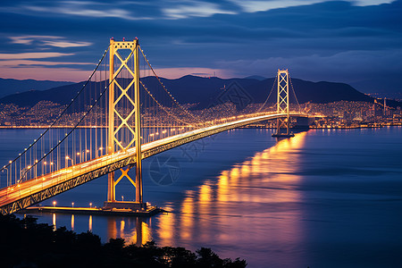 夜晚灯光璀璨下的城市建筑背景图片