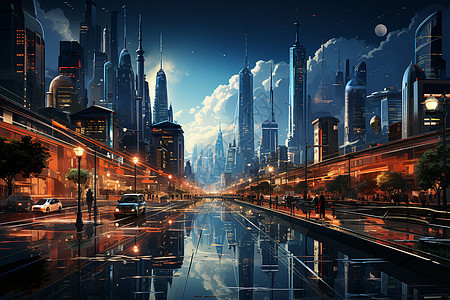 想象未来城背景图片