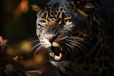 丛林中咆哮的豹子图片