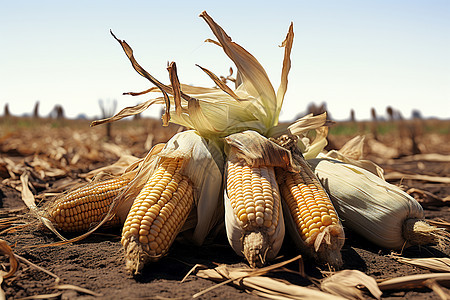 丰收的玉米种植田野背景图片