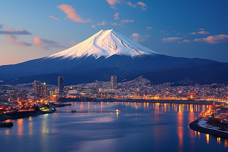 天空下的富士山图片