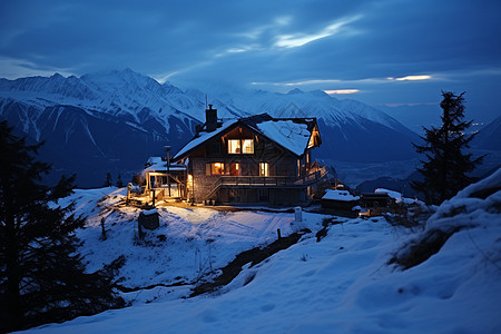 雪山小屋图片