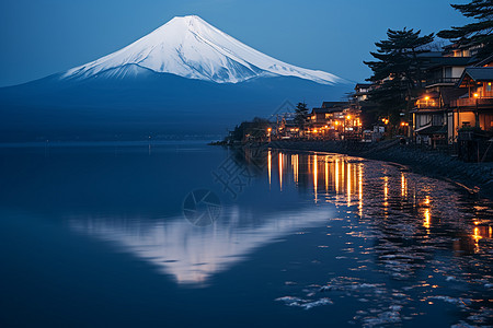 夜幕富士山图片