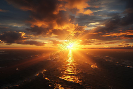 海上落日余晖背景图片