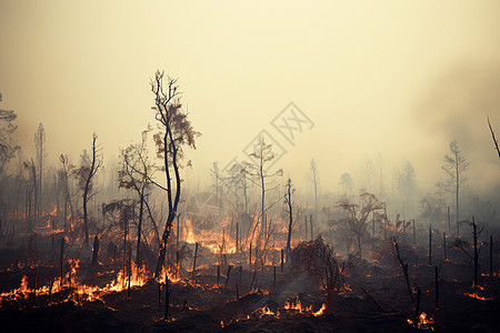 森林中的自然火灾灾难图片