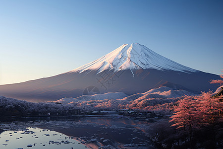 蓝天下的富士山图片