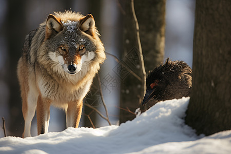 冬日的野狼图片