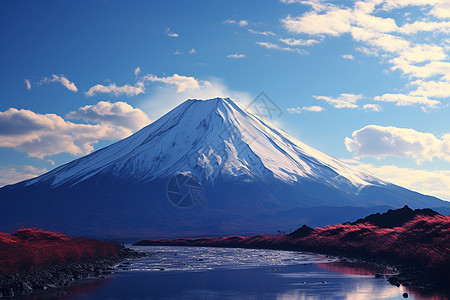 富士山的日出背景图片
