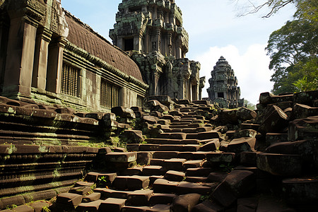 古城寺庙背景图片