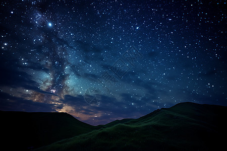 宇宙天梯星空与山脉背景