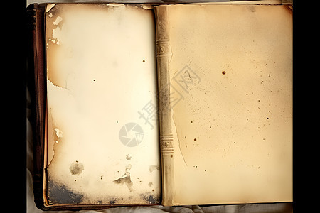 撕裂破旧的书本纸张背景图片