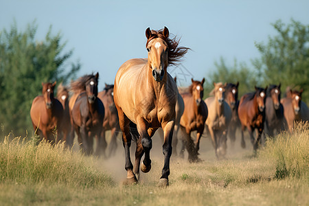 驰骋大草原的马儿图片