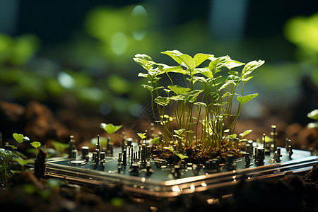 电路板上生长的植物图片