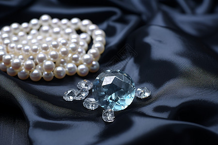 钻石珍珠项链背景图片