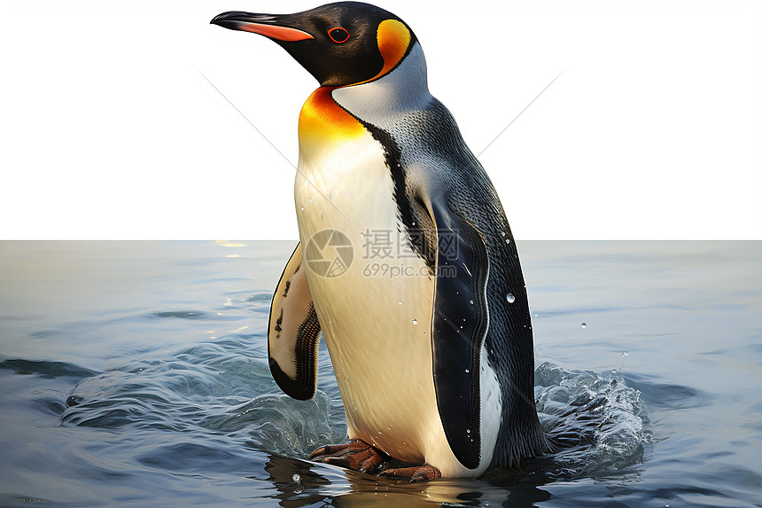 水面上的企鹅图片