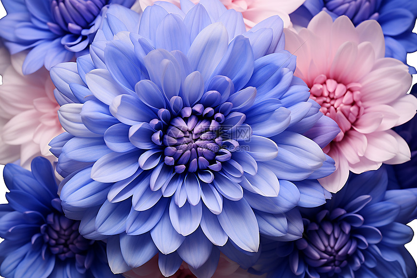 蓝粉色的花束图片
