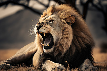 愤怒的雄狮背景图片