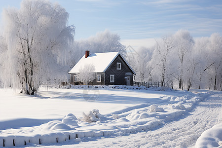 冰雪中的美丽住宅图片