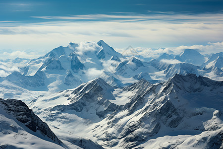 壮观的雪山山峰景观背景图片