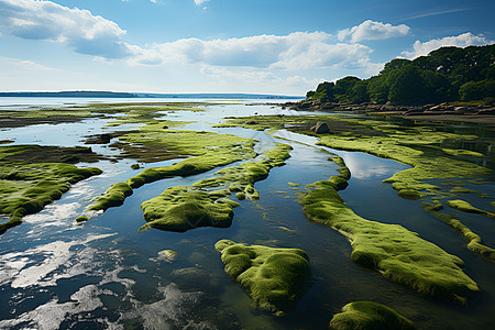 碧水蓝天的海湾图片