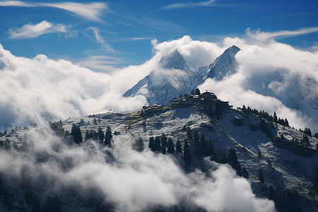 冰雪皑皑的山峰图片