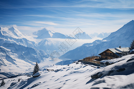 白雪皑皑的山峰景观图片