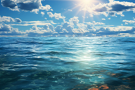 阳光照耀下的海洋图片