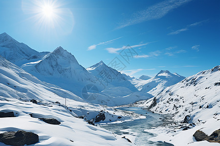 冰雪之巅的美丽景观背景图片