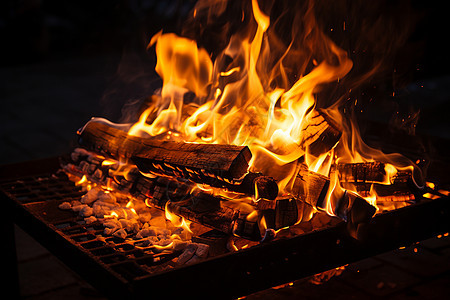 烤架上的火焰图片