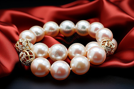 美丽的珍珠手链背景图片