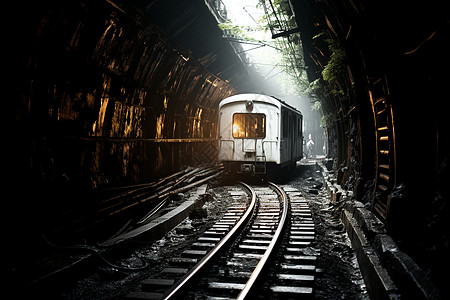 穿越隧道的火车背景图片