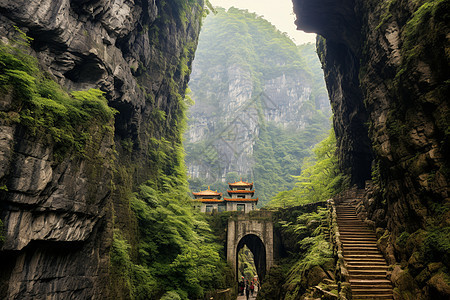 天门洞景区背景图片